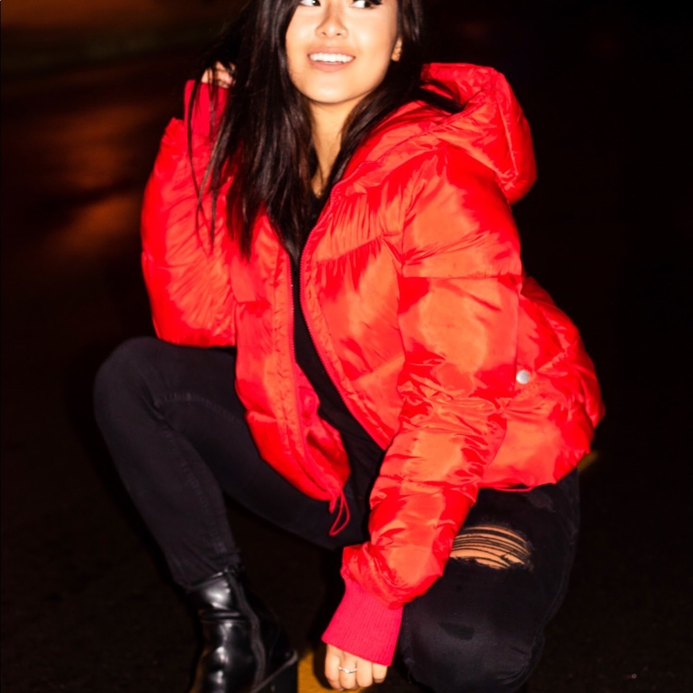 Red American Eagle Puffy Coat